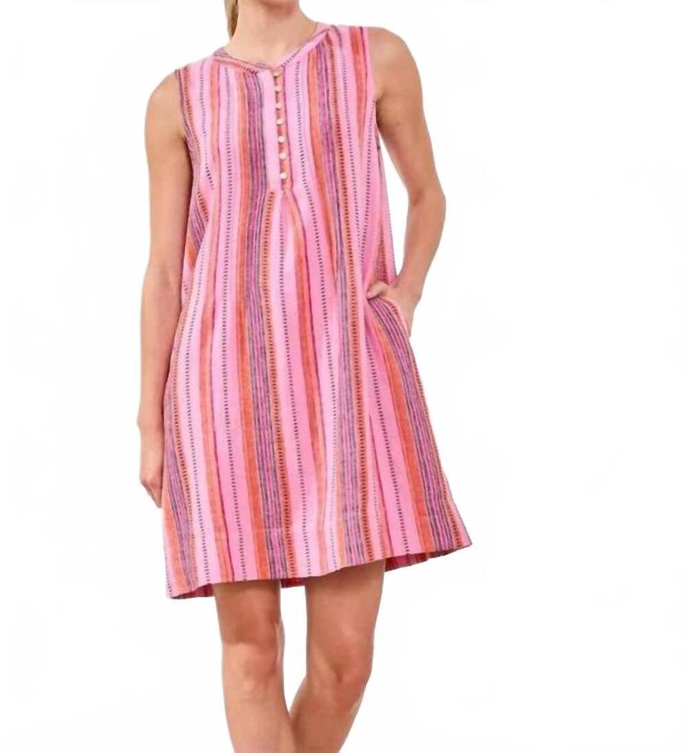 NEW TRIBAL women's pintuck linen mini dress in rose silk